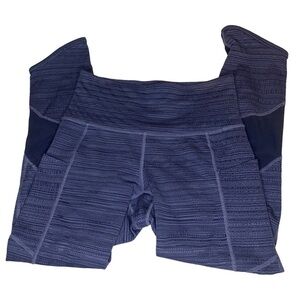 Athleta Leggings Blue XXS Womens Asymmetrical hem mesh accents side pockets